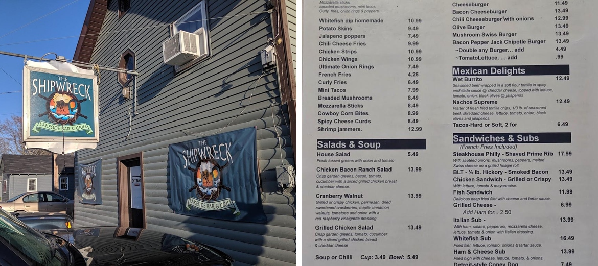 The Shipwreck Menu