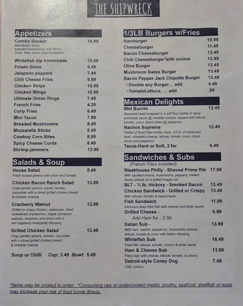 The Shipwreck Menu image 1