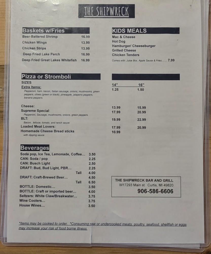 The Shipwreck Menu image 2