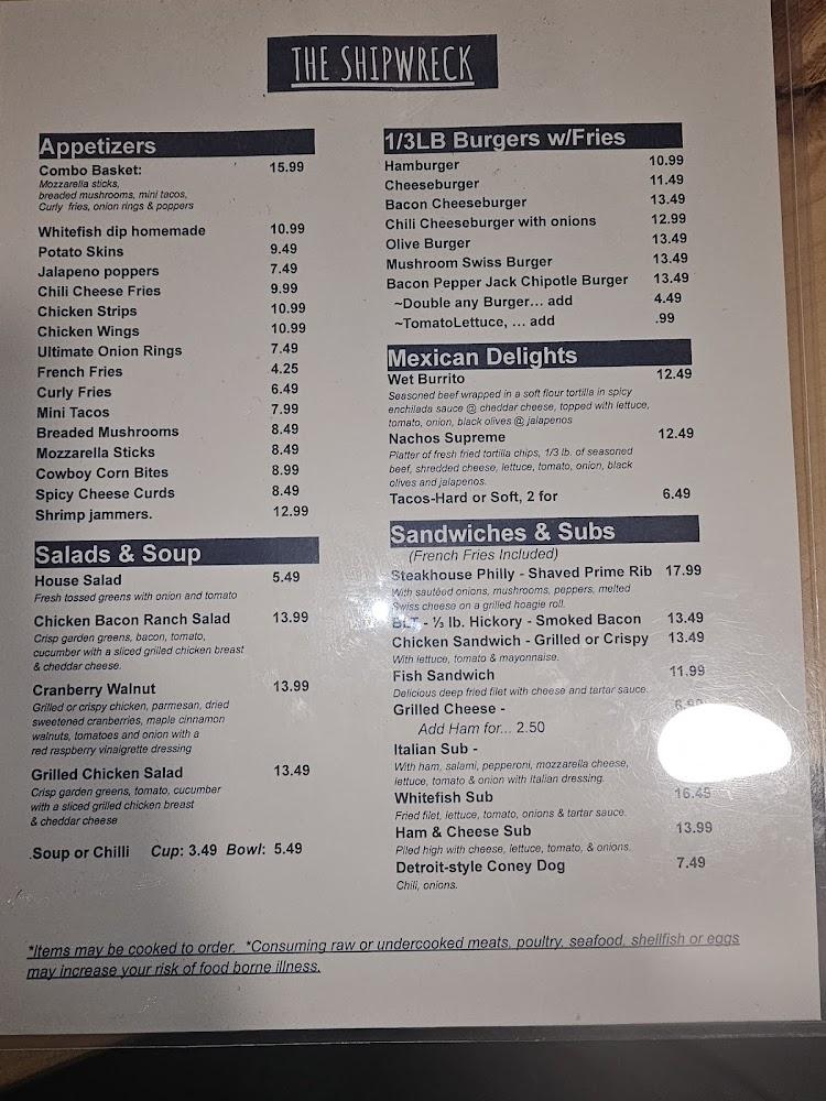 The Shipwreck Menu image 3